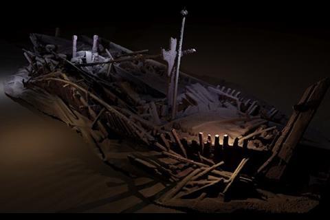 A shipwreck from the Ottoman period discovered in 300m of water (model Rodrigo Pacheco-Ruiz). ©Black Sea Maritime Archaeology Project